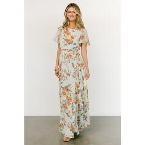 Baltic Born Naomi Short Sleeve Sage Floral Maxi Dress Plus Size 1X NEW – No Belt